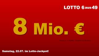 Lottozahlen Ziehung heute Samstag 22072017 8 Mio € im Lotto Jackpot [upl. by Notsud189]