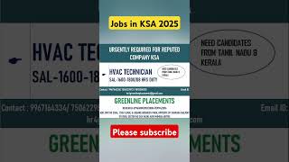 HVAC Technician jobs in KSAHVAC Technician jobsHVAC Technician job vacancyHVAC Technician vacancy [upl. by Devad12]