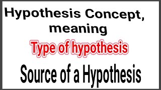 Lecture2Hypotheses Concept Sources Types [upl. by Ffilc872]