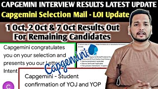 Capgemini Sending Interview Results  Breaking News 🔥  Joining Update  LOI Selection Mail OL [upl. by Ardnauqal587]