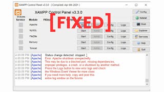 XAMPP Error Apache shutdown unexpectedly [upl. by Dlaner]