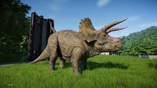 Jurassic World evolution  cri Triceratops et Pachycéphalosaure avec differents genomes gameplay [upl. by Airbmat]