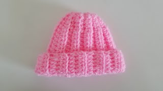 Crochet Preemie Beanie Tutorial  Absolute Beginners Tutorial [upl. by Aliwt]