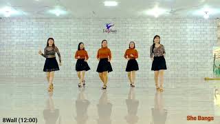 She Bangs  Line Dance  Beginner  Demo rickymartin shebangs [upl. by Eillam]