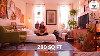 Small Cool Winner KCs 280 Square Foot Apartment in NYC  House Tours [upl. by Trovillion]