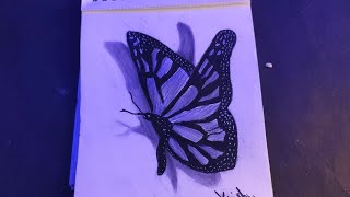 3D DRAWING TUTORIAL  3d artwork butterfly 🦋  stap by stap [upl. by Leoline]