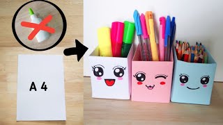 How to make paper pencil box  DIY paper pencil box idea  Easy Origami box tutorial Origami [upl. by Arrimat]