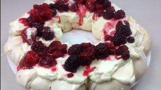 BERRY MERINGUE WREATH  Christmas Recipe [upl. by Nevsa]