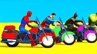 Learn Colors Motorcycles Bikes for Kids w Fun Superheroes Cartoon For Babies Toddlers [upl. by Margalo]