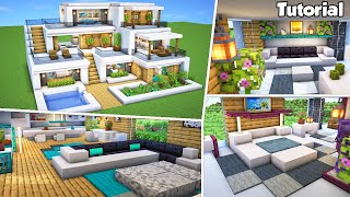 Minecraft Modern House 45 Interior Tutorial  How to Build  💡Material List in Description [upl. by Bach]