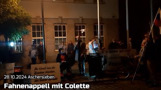 🟥 Fahnenappell mit Colette aus Aschersleben 28102024 satire  oder doch nicht asl stnews [upl. by Habeh99]