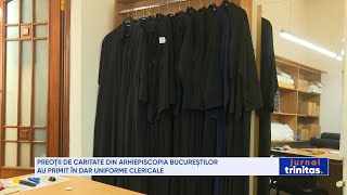 Preoții de caritate din Arhiepiscopia Bucureștilor au primit în dar uniforme clericale [upl. by Nyrek628]