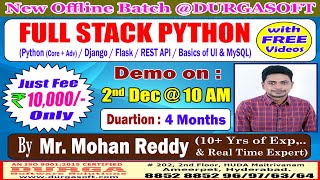 FULL STACK PYTHON Offline Training  DURGASOFT [upl. by Feola]