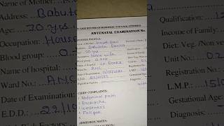 Antenatal examination case book viral youtubeshorts trending art nurse [upl. by Handy]