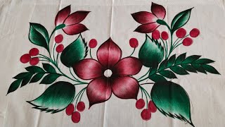 Fabric painting on bedsheet pillow cover painting beautiful chaddar bister ki design 7275771487 [upl. by Nelleus]