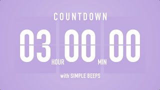 3 Hours Countdown Flip Clock Timer  Simple Beeps 🫐 🔔 [upl. by Dreda93]