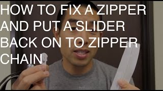 How to Fix a Zipper and Put a Slider on to Zipper Chain [upl. by Phillis361]