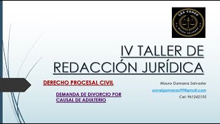 IV TALLER DE REDACCIÓN JURÍDICA  Demanda de alimentos  Perú [upl. by Nylodam24]