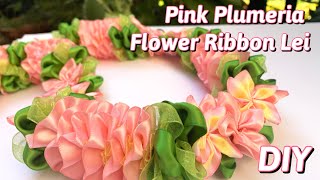 How To Make Pink Plumeria Flower Ribbon Lei [upl. by Walton]