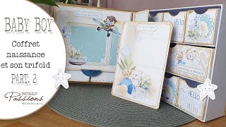 Tuto Coffret Naissance  avec trifold  BABY BOY Part 2👶 [upl. by Neret]