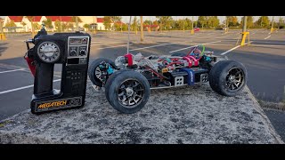 Vintage RC  electric conversion of 18 scale chassis  Top speed bit of crash and onboard too [upl. by Lodmilla]