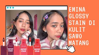 3 SHADE EMINA GLOSSY STAIN YANG COCOK DI KULIT SAWO MATANG [upl. by Drareg739]