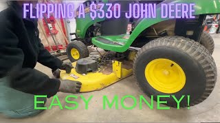 Flipping a 330 D120 John Deere Lawn Tractor Restoration fixing How to fix amp Sell [upl. by Nyleuqcaj]