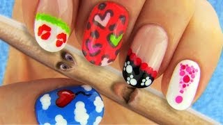 6 Nail Art Designs Nail Tutorial Using Toothpick as a Dotting Tool [upl. by Madelyn]