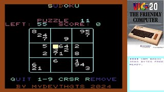 Sudoku for the Commodore VIC20 with CBM prg Studio in BASIC [upl. by Fawnia]