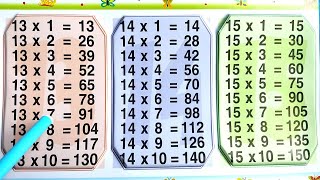 Learn Table of 13 14 and 15  Table of 13 Table of 14  Table of 15  Maths Tables Part2 RSGauri [upl. by Onaicnop]