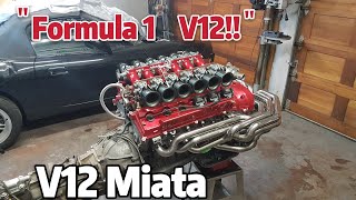 V12 Miata swap  F1 V12  Toyota 1gzfe V12 [upl. by Sklar]