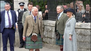 King Charles III welcomed to Balmoral in Scotland by Royal Guard of honour and pony 21st August 2023 [upl. by Nylinnej]