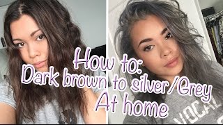 ❤ HOW TO Go from Dark brown to SilverGrey hair at home ❤ [upl. by Agem955]