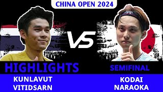 SEMI FINAL  Kunlavut Vitidsarn THA 8 vs Kodai Naraoka JPN 6  China Open 2024 [upl. by Ezirtaeb]