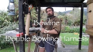 how to tie a survival harness bowline knot and harness knot for climbing [upl. by Tiertza]