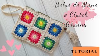 PARTE 1TUTORIAL Como tejer una CarteraBolso de Mano o CLUTCH GRANNY a CROCHET paso a paso [upl. by Faucher]