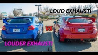 WRX STRAIGHT PIPE In Depth Sound clips compared to Catted Resonated [upl. by Riley]