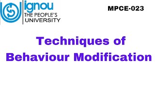 Techniques of Behaviour Modification MPCE023 [upl. by Cerell]