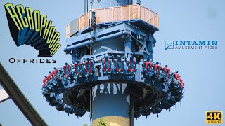 4K Acrophobia Offrides Intamin Standup Gyro Drop TowerSix Flags Over Georgia [upl. by Ennovart]