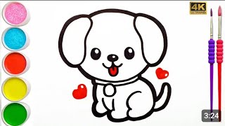 Cute Puppy Drawing Painting amp Coloring For Kids and Toddlers Child Art [upl. by Debor531]