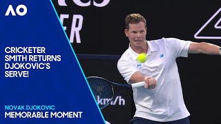 Steve Smith Amazingly Returns Novak Djokovics Serve  Australian Open 2024 [upl. by Naara]