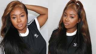 HONEY BLONDE HAIR TRANSFORMATION FOR BLACK WOMEN  CORLING YAKI STRAIGHT LACE WIG  VIP WIGS [upl. by Paderna]