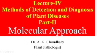 LectureIV Methods of Detection and Diagnosis of Plant Diseases PartII Molecular Approach [upl. by Tamqrah]