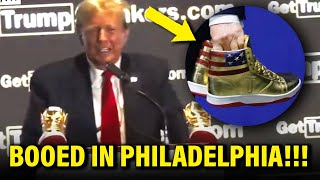 Trump Gets MERCILESSLY BOOED at Philadelphia Sneaker Con [upl. by Zirtaeb]