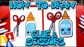 How To Draw A Bottle Of Glue And Scissors [upl. by Iroj]