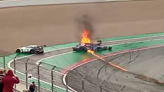 2024 BarcelonaCatalunya GTWC Race 1 Start Big Crash with Fire [upl. by Ailerua]