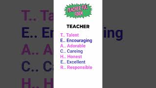 TEACHER full form  Full form of teacher teachers meaning  Teacher gk [upl. by Nadroj]