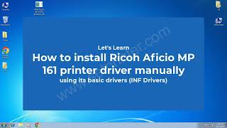 How to install Ricoh Aficio MP 161 printer driver manually on Windows 7 10 using its basic driver [upl. by Mitch]