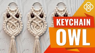 Macrame Owl Keychain Tutorial for Beginners Macrame Keychain  Macrame Owl Tutorial [upl. by Elehcar543]