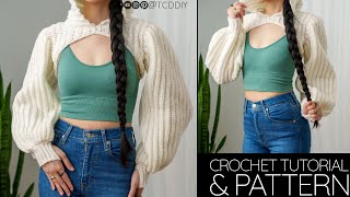 How to Crochet Hooded Shrug  Pattern amp Tutorial DIY [upl. by Nilreb]